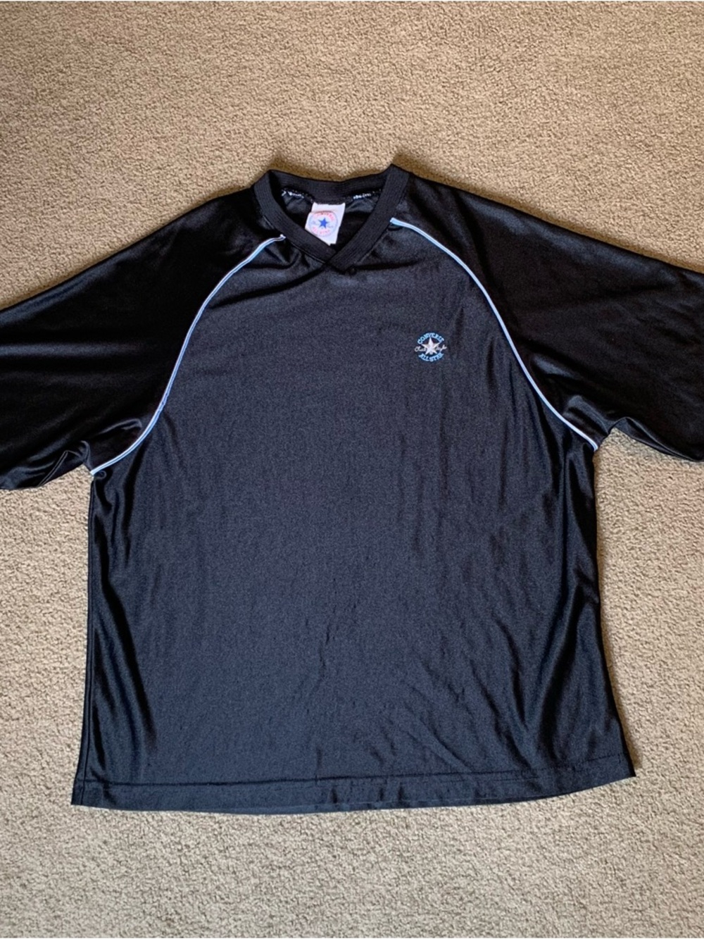 Vintage All Star Converse Jersey Shirt Tee Made In The USA Large Y2K Black Top